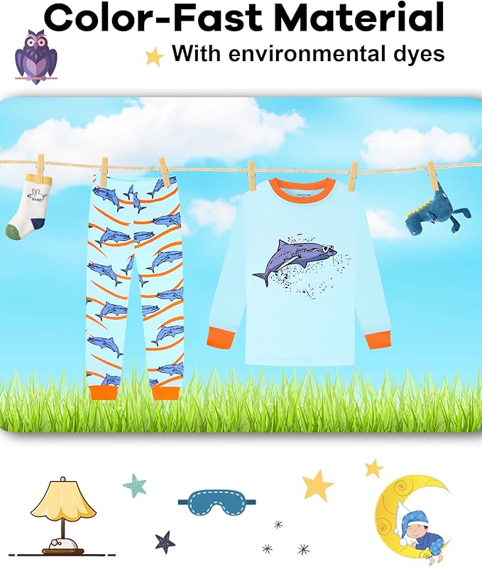 DAUGHTER QUEEN Boys 100% Cotton Long Sleeve Pajamas Size 18Months-12Years