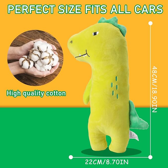 Barelove Seat Belt Cover Pillow for Kids, Car Seatbelt Cushion Shoulder Neck Support Protector Pad, Soft Stuffed Travel Vehicle Safety Belts Strap Pillow for Child Headrest, Christmas Gifts (Dinosaur)