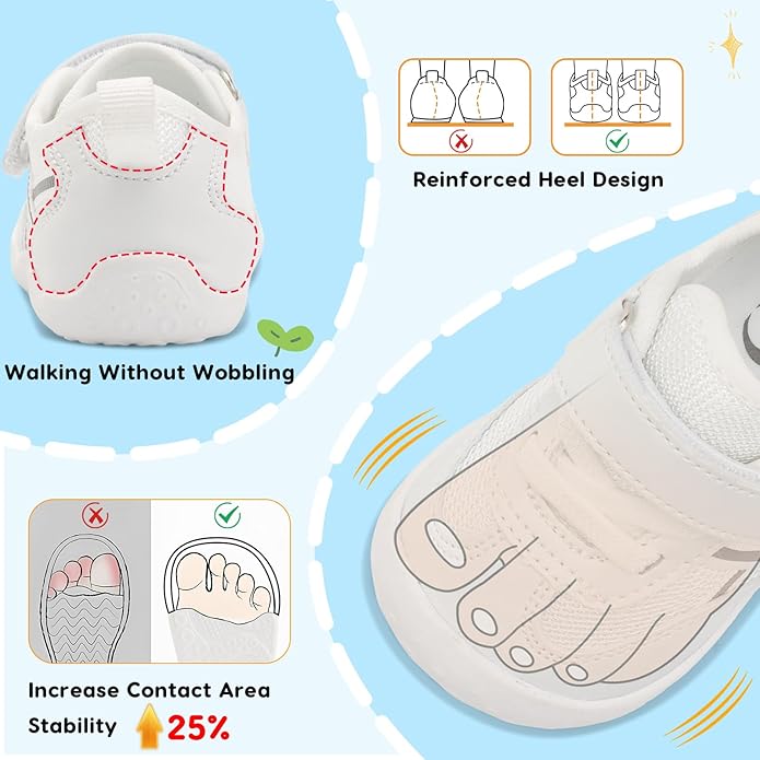 Scurtain Baby Shoes Boy Girl First Walking Shoe Infant Crib Breathable Sneakers Lightweight Barefoot Shoes for Babies