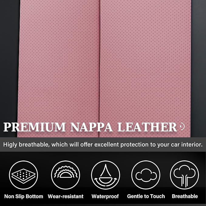 Coverado Car Seat Covers, Back Seat Cover, Rear Car Seat Cover, 3-Pieces Waterproof Car Seat Cushion, Car Seat Protector, Faux Leather Seat Cover Seat Protector Universal Fit Most Cars, Black&Pink