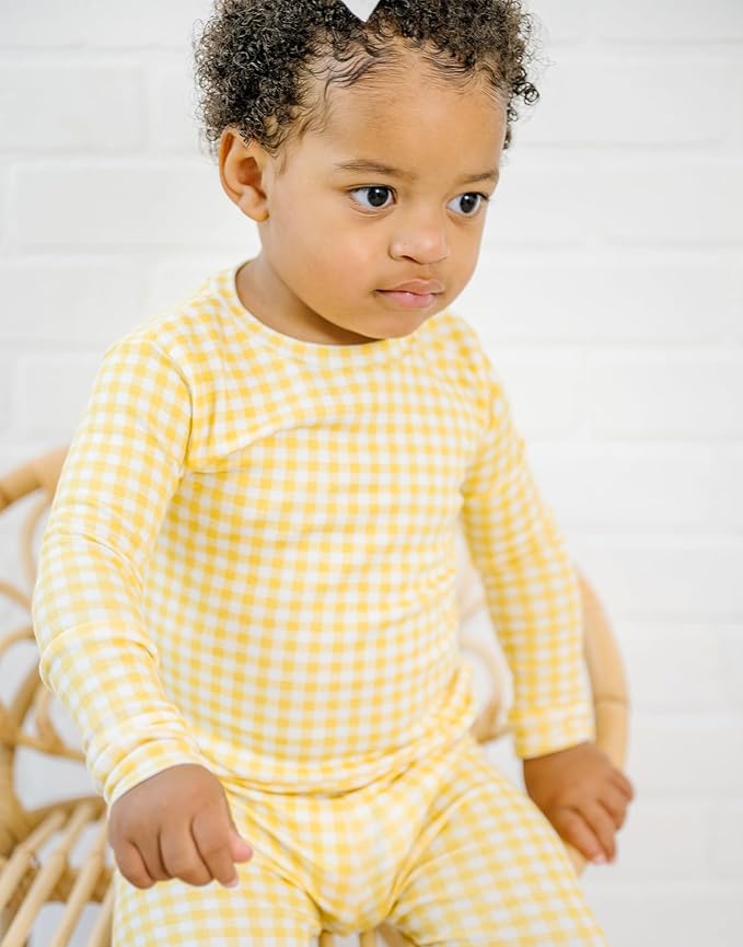 moimoln Baby Toddler Pajama Set Snug-Fit Cotton Modal Sleepwear, Leopard, Check & Solid Mix (6M-8Y, 1/2 Pack)