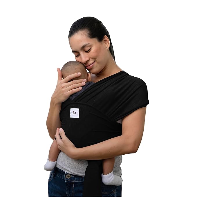 ELDOMA Black Baby Wrap Carrier - Lightweight, Breathable Baby Sling, Hands Free Baby Carrier Sling, Baby Carriers from Newborn to Toddler, (7-35 lbs / 3-15kg)