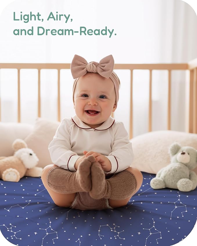 Crib Sheets 2 Pack, Fitted Crib Sheet for Standard Crib Mattress 28x52x9, Ultra Soft Jersey Knit, Breathable Stretchy Deep Pocket, Snug Fit Stays Put, Baby Crib Mattress Sheet