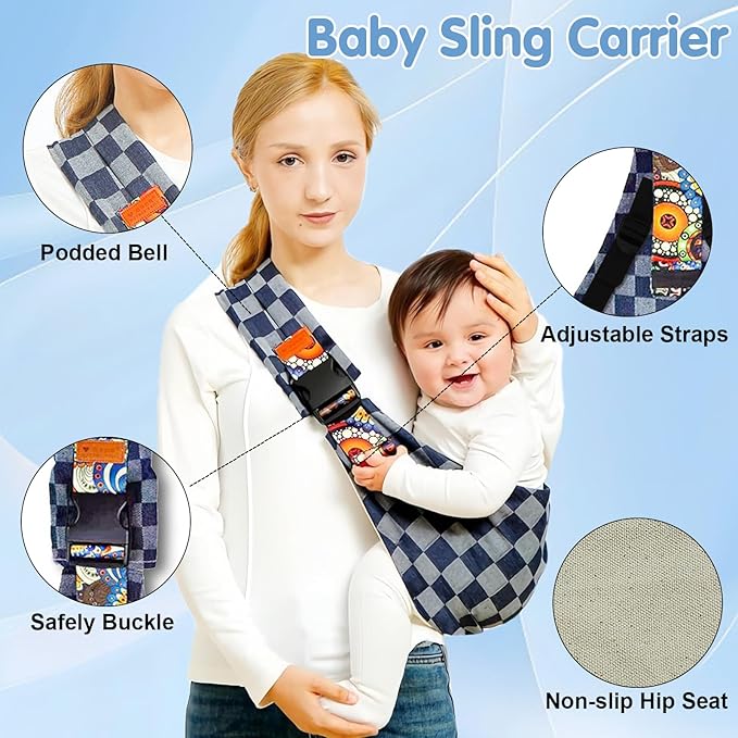 Marrlly Baby Sling Carrier 2026 Baby Carrier Newborn to Toddler Sling Lightweight Baby Carrier Sling with Adjustable Straps Toddler Carrier Wrap for 10-30 lbs(Gray)