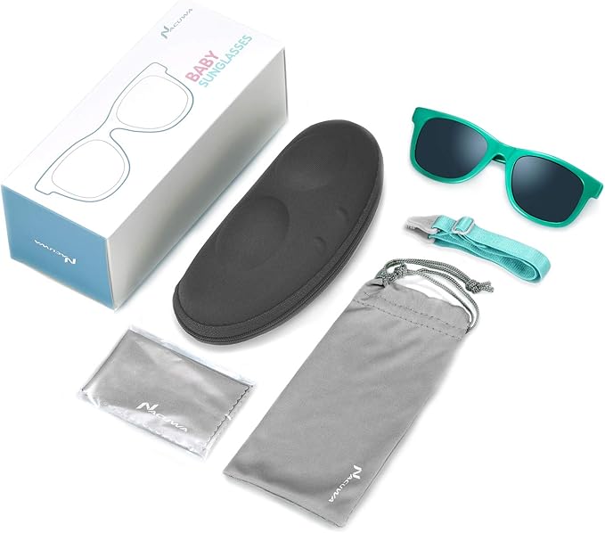 Baby Sunglasses - 100% UV Proof Sunglasses for Baby, Toddler, Kids - Ages 0-2 Years - Case and Pouch included
