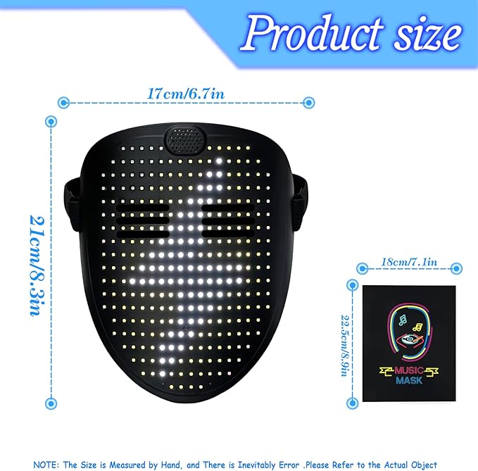 Led Mask Light up Mask with Gesture Sensing, Cool Glowing Toys Masks Great Gift for Halloween Christmas Costume Party
