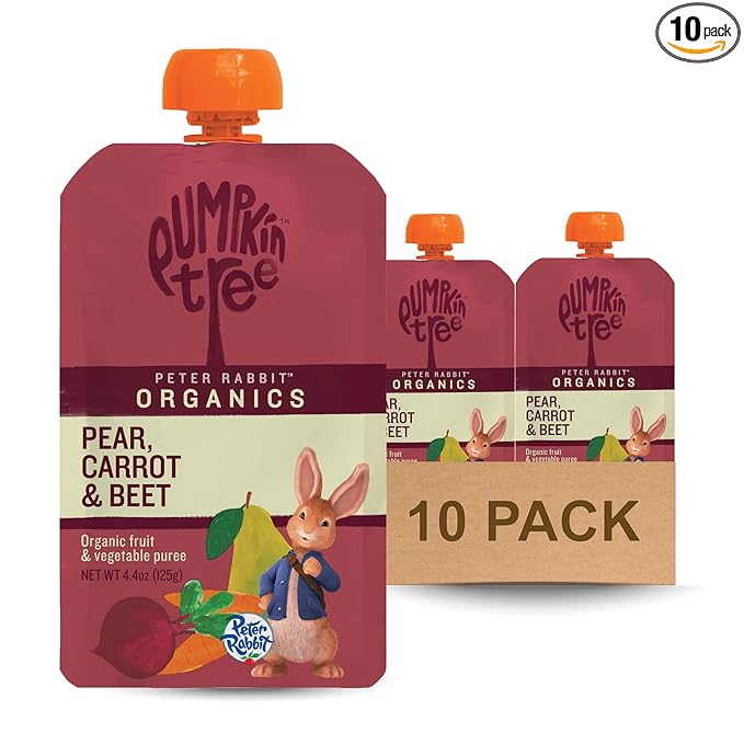 Pumpkin Tree Peter Rabbit Organics Beet, Carrot and Pear, 4.4 Ounce (Pack of 10)