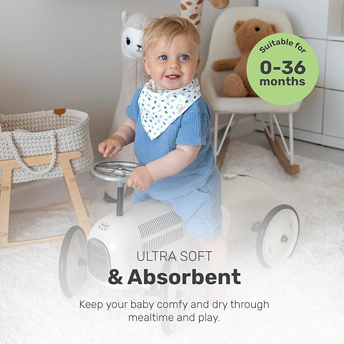 Cotton Bandana Bibs for Babies, Ultra Soft & Absorbent Drool Bibs for Feeding & Teething, Secure Fit, Lightweight