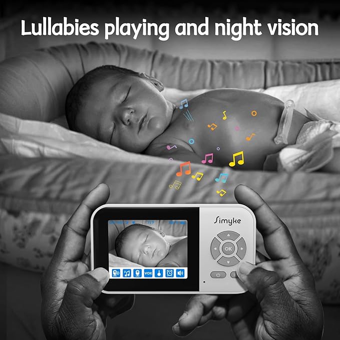 Video Baby Monitor with Camera,No WiFi 1200ft Long Range,APP Mode,2.8" Plug & Play Diaplay, Auto Night Vision,5 Lullabies Portable Sound Monitor,Room Use,Feeding Timer,2-Way Talk,for Baby/Elderly/Pet