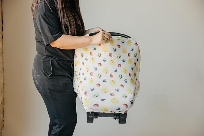 Copper Pearl Multi-Use Cover: Car Seat, Nursing, and Stroller - Stretchy Fabric, All-Season Use, Stylish Designs, Easy Access for Moms - Sesame Scribbles