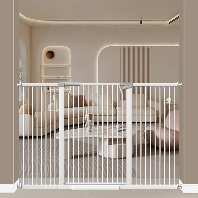 40.55" Extra Tall Baby Gate -60.3"-62.9" Extra Wide Baby Gate Pet Gate for Stairs and Doorways-1.37" Ultra Narrow Spacing Pressure Mounted Dog Gate with One-Handed Operation(60.3"-62.9")