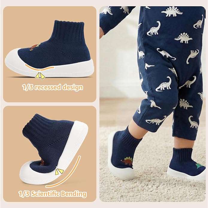STQ Baby Socks Shoes Toddler Wide Toe Box Non-Slip Slippers Infant Walking Shoe Soft Baby Boys Girls Lightweight Sneakers