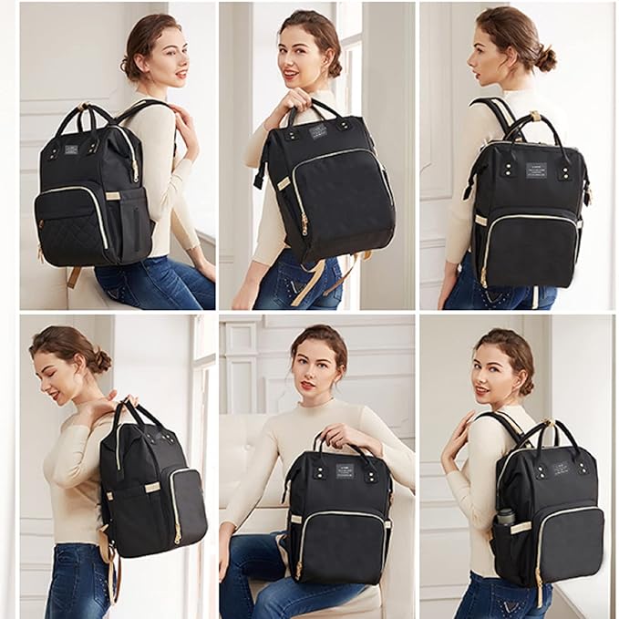 Baby Diaper Bags with Changing Station,Waterproof Diaper Bag Backpack for Moms Dads with USB Charging Port,Large Capacity Multifunctional Baby Essentials(Black)