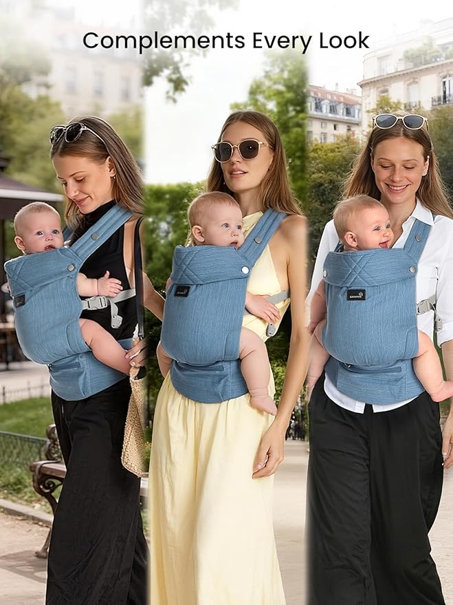 GROWNSY Baby Carrier Newborn to Toddler, Lightweight Ergonomic 7-44 lbs Newborn Carrier with Head Support, Easy to Wear Hands Free Infant Carrier for 0-36 Months, Blue