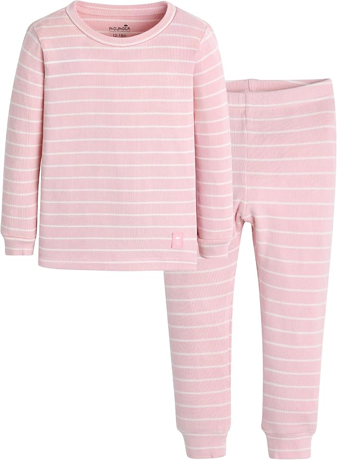 moimoln Stripe Pajamas Set 12M-8Y Ribbed Unisex Baby & Toddler, Soft Viscose, Snug-Fit, Everyday Sleepwear