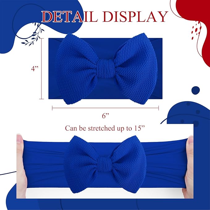 YanJie 4th of July Baby Headbands Red Hair Bow Blue Headband Bow for Girls Independence Day Hair Accessories Newborn Infant Baby Girl Toddler