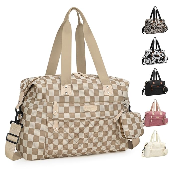 Diaper Bag Tote - Diaper Baby Bags with Pacifier Case, Shoulder Straps, Stroller Clips, Waterproof Large Mommy Maternity Travel Baby Bag for Mom and Dad, plaid