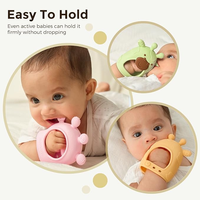 Momcozy Baby Teether Toys | Baby Teething Toys | Baby Teething Relief | Food Grade Silicone Teether Baby Toys | Baby Teether 0-6 Months | Teething Toy 6-12 Months | Baby Essential | Yellow