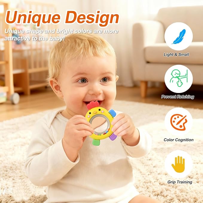 Baby Teething Toy Silicone Teething Toys Bath Toy for Babies 0-6 Months Chick Baby Chew for Sucking Needs
