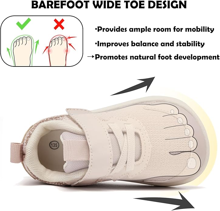 MORENDL Wide Toddler Shoes Baby Walking Shoes Boys & Girls Barefoot Sneakers Zero Drop Comfort Tennis Running Outdoor Activities
