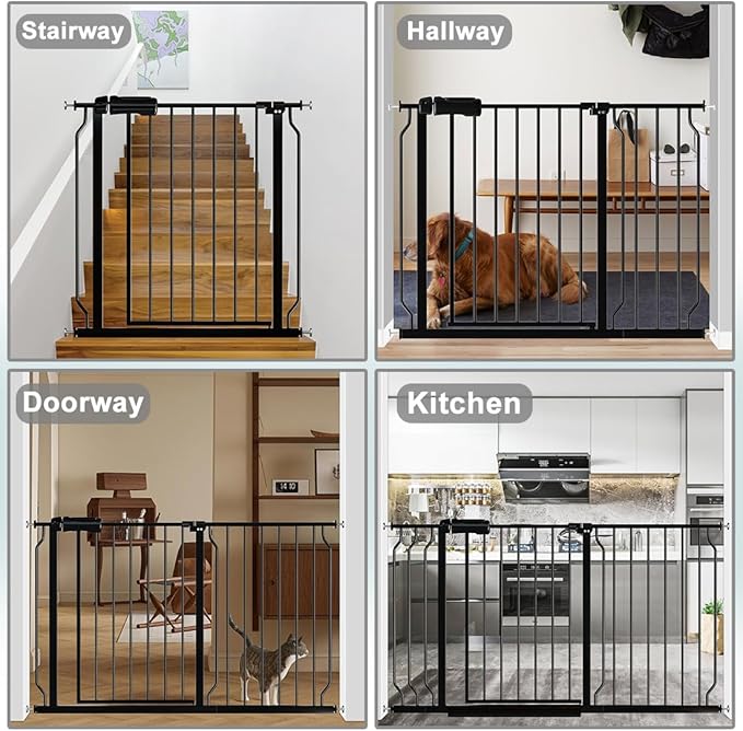 Fairy Baby Extra Wide Baby Gate Black 67-71.5 Inch Wide, Walk Through Pressure Mounted No Drill for Doorways, Long and Large Tension Gate for Pet and Kids
