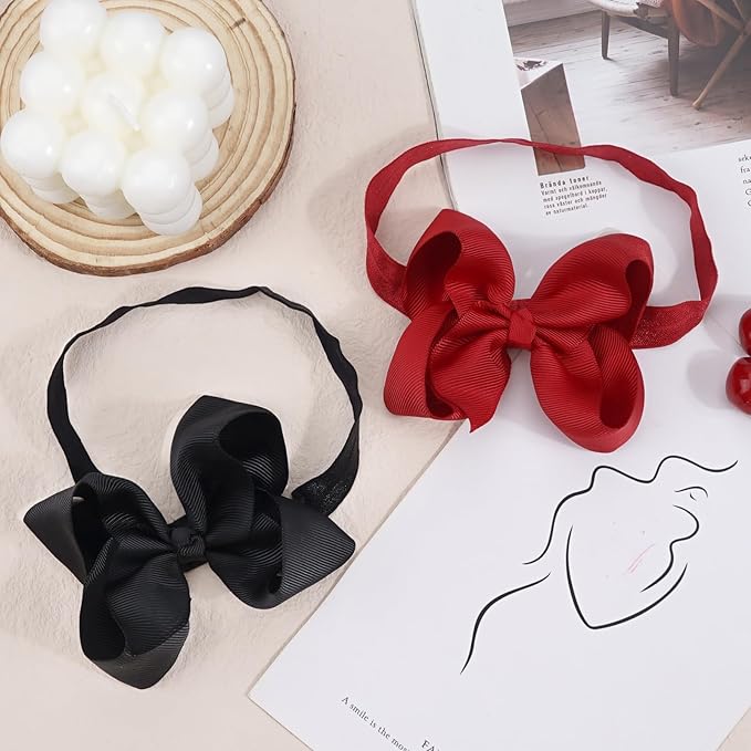 CÉLLOT Baby Girls Headbands Grosgrain Ribbon 4.5" Hair Bows Headband Big Bow Hair Bands for Toddler Pack of 20