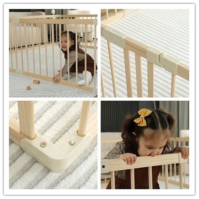 Baby Playpen Play Fence Gate Play Pen Wood Large,Playpens for Babies and Toddlers Kids Indoor,Baby Play Yards Gym