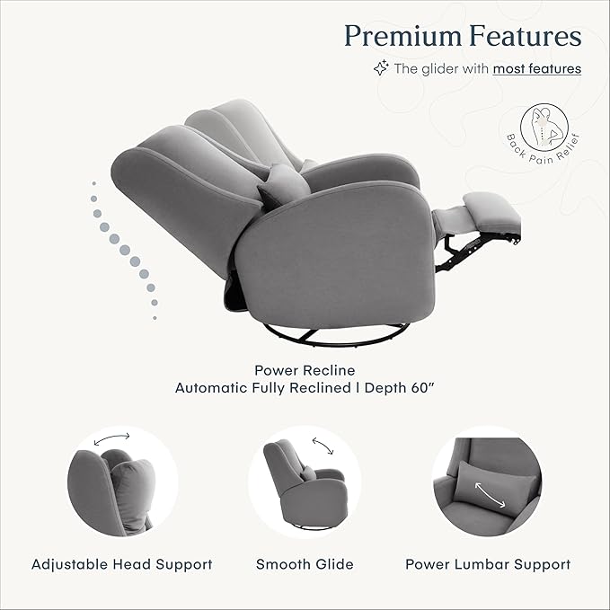 Nurture& The Wingback Plus – Premium Power Recliner for Nursery | Ergonomic, Stain-Resistant Glider Chair with USB, Lumbar & Head Support – Modern Baby Room Essential