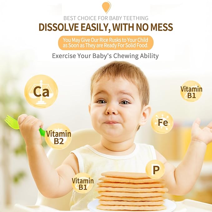 Hot-Kid Baby Mum-Mum Rice Rusks, Apple & Pumpkin, 24 Pieces (Pack of 6) Gluten Free, Allergen Free, Non-GMO, Rice Teether Cookie for Teething Infants