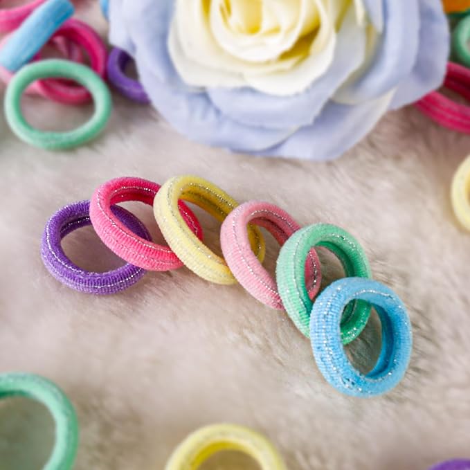 Mini Hair Ties for Baby Girls, Seamless Kids Girls Hair Ties Bands, Soft Small Baby Ponytail Holders, Toddler Elastic Hair Holders No Damage, 5 Colors
