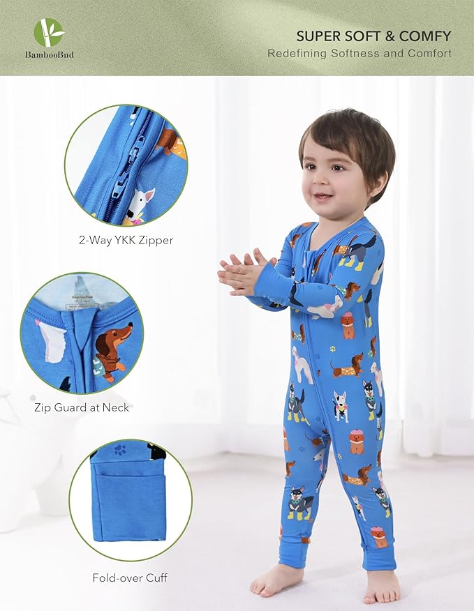 Baby Zippered Rompers Newborn Pajamas Sleepers Long Sleeve Jumpsuits Infant Zipper Romper-Viscose from Bamboo