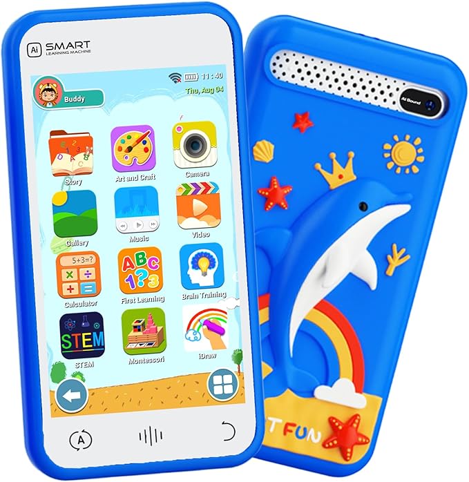 Kids Smart Toys Phone for Boys, Toddler Cell Phone with 3.97" Touch Screen, Children Learning Cell Toy Phone with Camera, Game, Music Player, Christmas Birthday Gifts for Kids Age 3-12