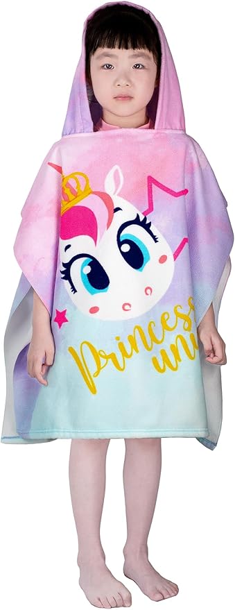 Hooded Kids Beach Towels - Toddler Bath Towel Girls Boys Swim Cover-ups for Ages 1 to 6 Kids Pool Towels Quick Dry Lightweight Soft Microfiber Poncho Towel 24x23(Baby Unicorn)