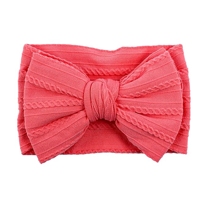 LemonSpace Handmade Red Baby Girls Bows Soft Stretchy Nylon Hair Bands Hair Accessories Baby headbands with Bows for Newborn Baby Girls Infant Toddlers Kids(Tea Rose)