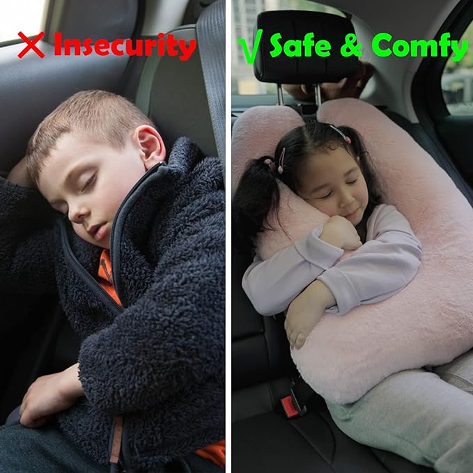Children Travel Pillow Car Pillow Removable U-Shaped Pillow for Adults to Support Head and Body in The Back Seat of Long Car Trips