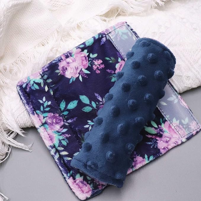 Baby Car Seat Belt Covers, Purple Flower Car Seat Strap Covers for Boys Girls, Fleece Stroller Strap Cover for Kids, Soft Car Seat Neck Cover, Newborn Car Seat Straps Shoulder Protectors, 2 Pack,