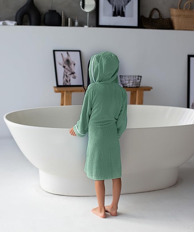 Premium Soft Toddler Bathrobe - Rayon from Bamboo Toddler Robe with Hood - Kids Boys & Girls Robe