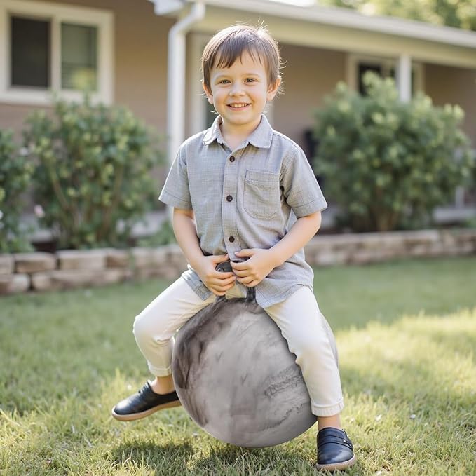 Upper Rider Clouds Hopper Ball for Kids,18 Inch Bouncy Ball with Handle,Inflatable Hopping Toys for Boys Girls Aged 3-8, Indoor Outdoor Jumping Toys Gift with Pump