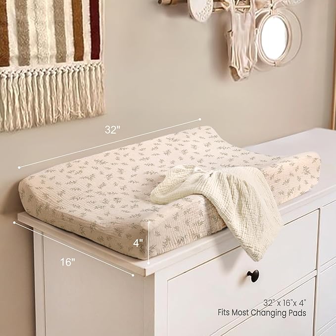 lulumoon Muslin Changing Pad Covers: Baby Cotton Changing Table Covers - Soft Changing Pad Sheets for Boys Girls