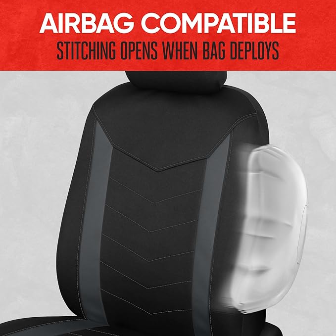 Motor Trend SpillGuard 2 Charcoal Gray Seat Covers for Cars & Seat Covers for Trucks - Neoprene Waterproof Car Seat Covers Front Seats Only - SUV Seat Covers Protector - Forros para Asientos de Carro