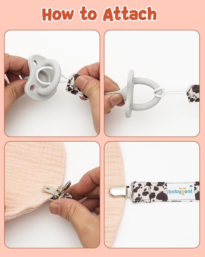 babygoal Baby Neutral Pacifier Clips, 8 Pack Binky Paci Holder Clips for Baby Boys and Girls Fits Most Pacifiers and Binkies 8MP46-B
