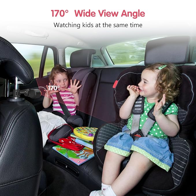 Baby Car Camera with Night Vision, HD 1080P Car Camera for Baby Video Recording with TF Card Car Baby Camera 3X Zoom 360° Rotation for Rear Facing Seat White
