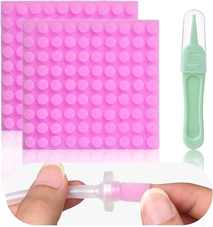Replacement for Nosefrida Nasal Aspirator Filters, 200-Pack of Premium Nasal Aspirator Hygiene Sponges, with Nose Cleaning Tweezers (Red,200 Count)