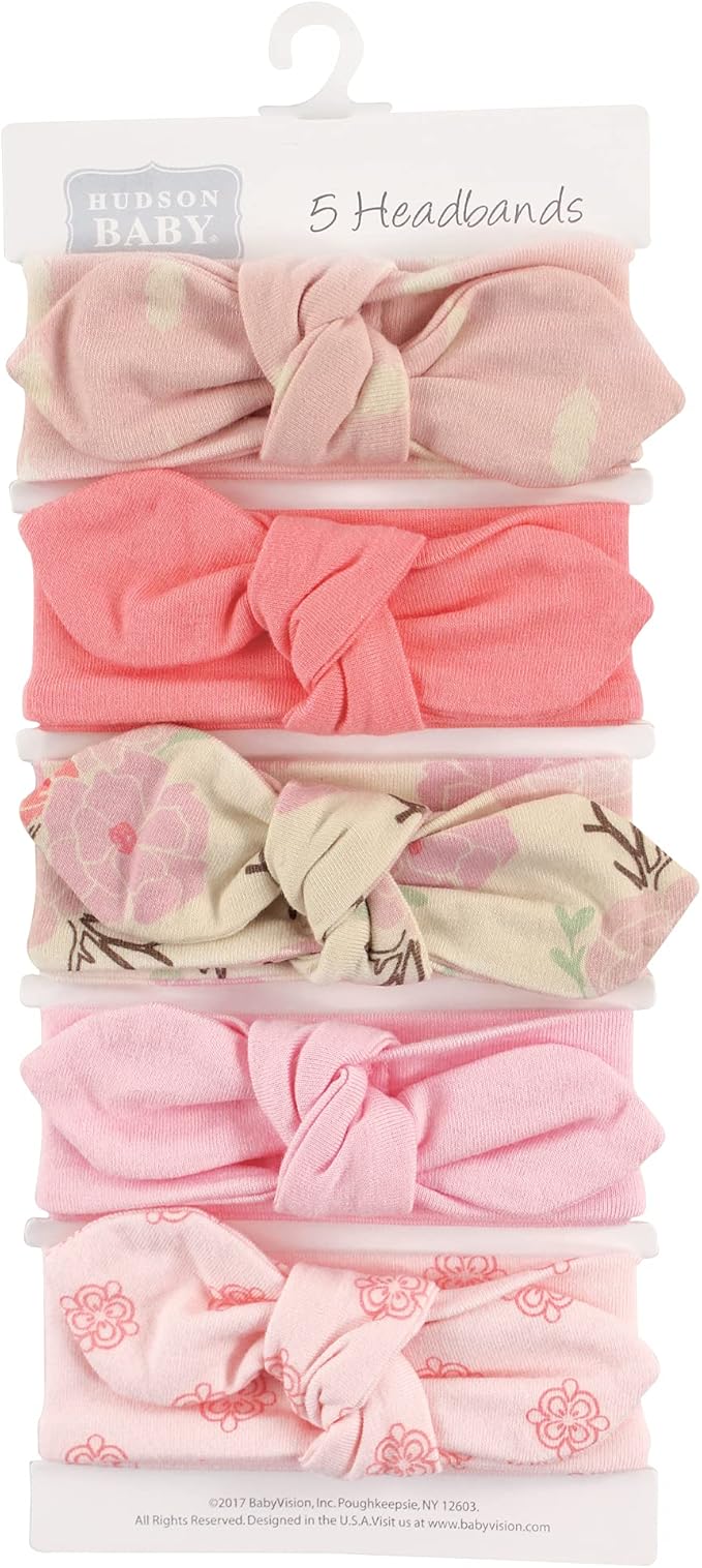 Hudson Baby Cotton and Synthetic Headbands, Size 0-24 Months