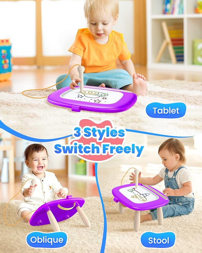 Doodle Board for Toddler Toys Age 1-3, Magnetic Writing Board, Preschool Learning and Educational Toys for 1 2 3 Years Old Girl Boy Gift for Birthday -Purple