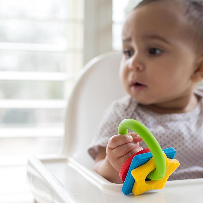 Dr. Brown's Learning Loop Baby Teether Ring, Multiple Shapes and Textures, 100% Silicone, BPA-Free, 3m+