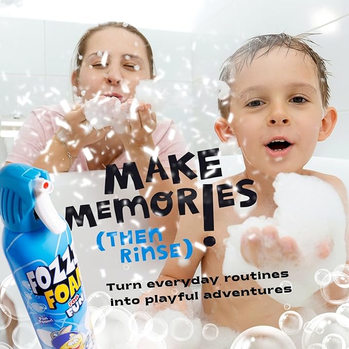 FOZZI'S Brilliant Blue Bath Foam Soap for Kids (3 Pack) - Fun Aerosol Spray - Fluffy Bubble Soap for Playtime - Gentle Cleanser Foaming Body Wash - Safe Bath Fun for Everyday Wash