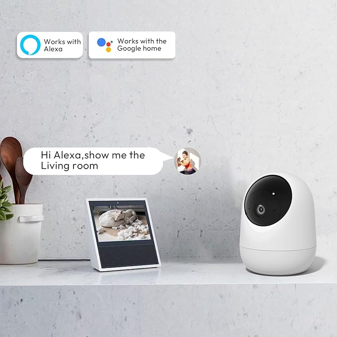 2K Pan/Tilt Security Camera for Baby Monitor 5G&2.4G WiFi, Dog Camera with Sound Detection, Motion Detection, 2-Way Audio, Siren, Night Vision, Cloud & SD Card Storage, Works w/Alexa