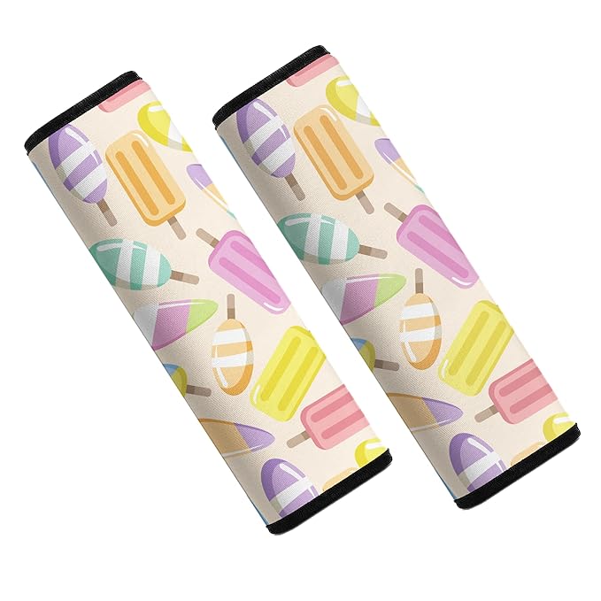 Seat Straps Shoulder Pads for Kids - Seat Belt Cover Pad, Perfect for Car Booster Seats, Strollers, High Chair, Backpacks, and More, Ice Cream