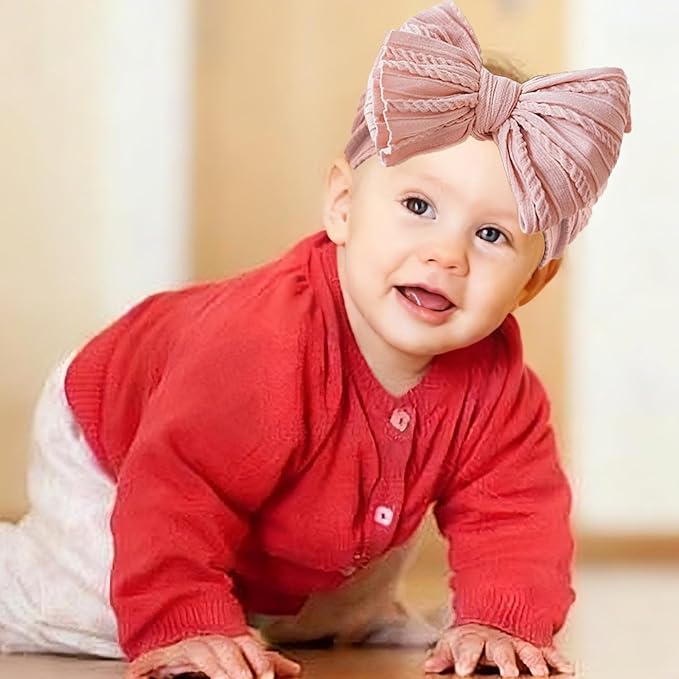 Baby Bows Headbands Soft Nylon Handmade Hair Accessories for Newborn Infant Toddler Kids (6 Mixed Pink, Large)